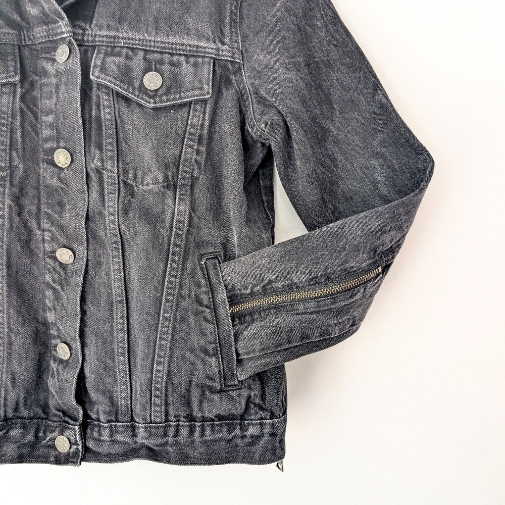 Gap 1969 Women's Black Jeans Jacket With Sides And Sleeves Zips ~ Size Small - Picture 4 of 12